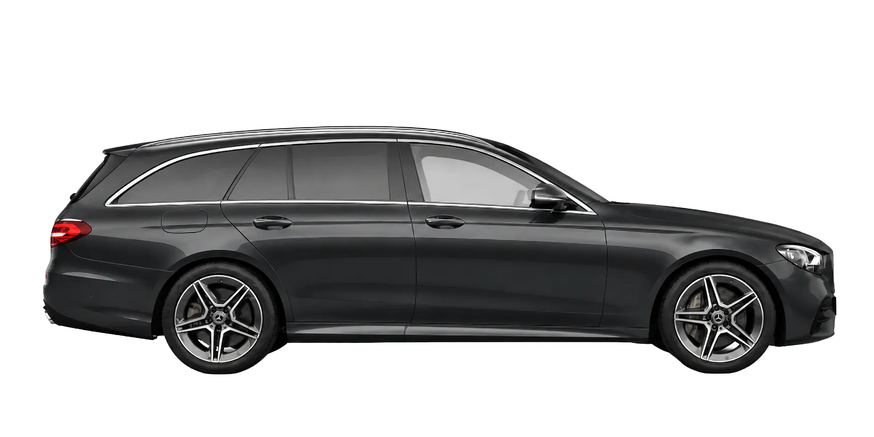 A black Mercedes-AMG E-Class Estate parked
