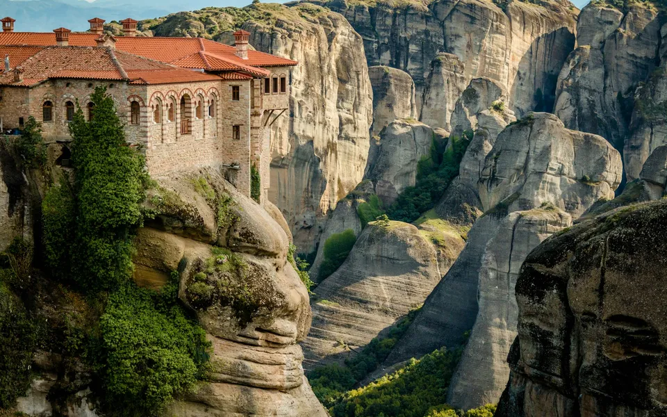 Meteora monasteries perched on dramatic cliffs in Greece