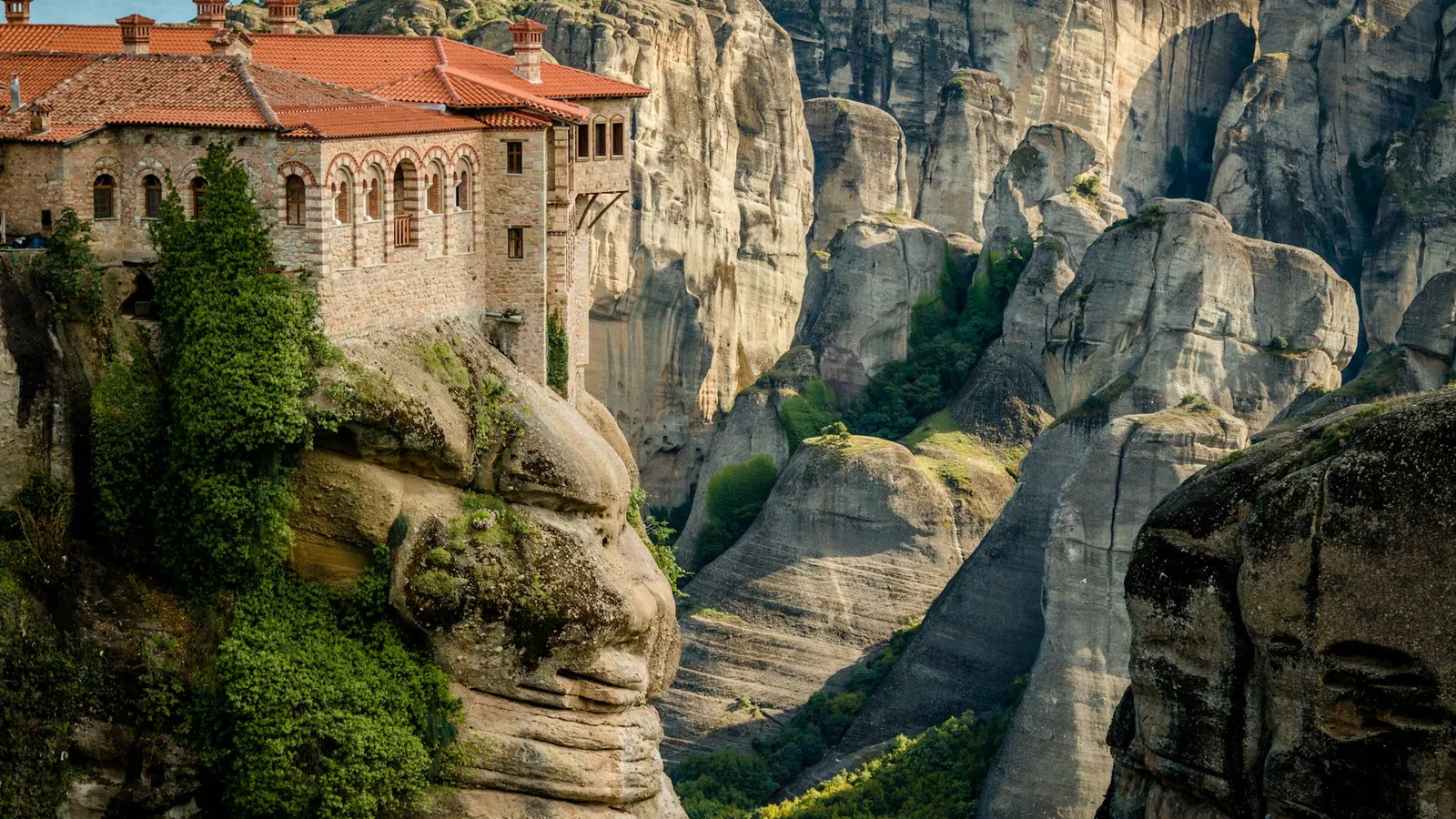 Meteora monasteries perched on dramatic cliffs in Greece