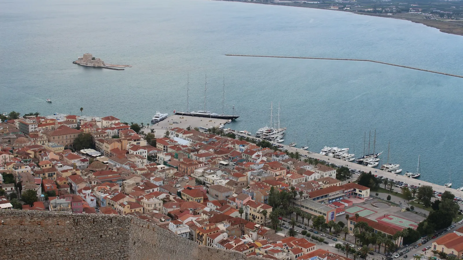 Nafplion harbor and old town on the Peloponnese coast